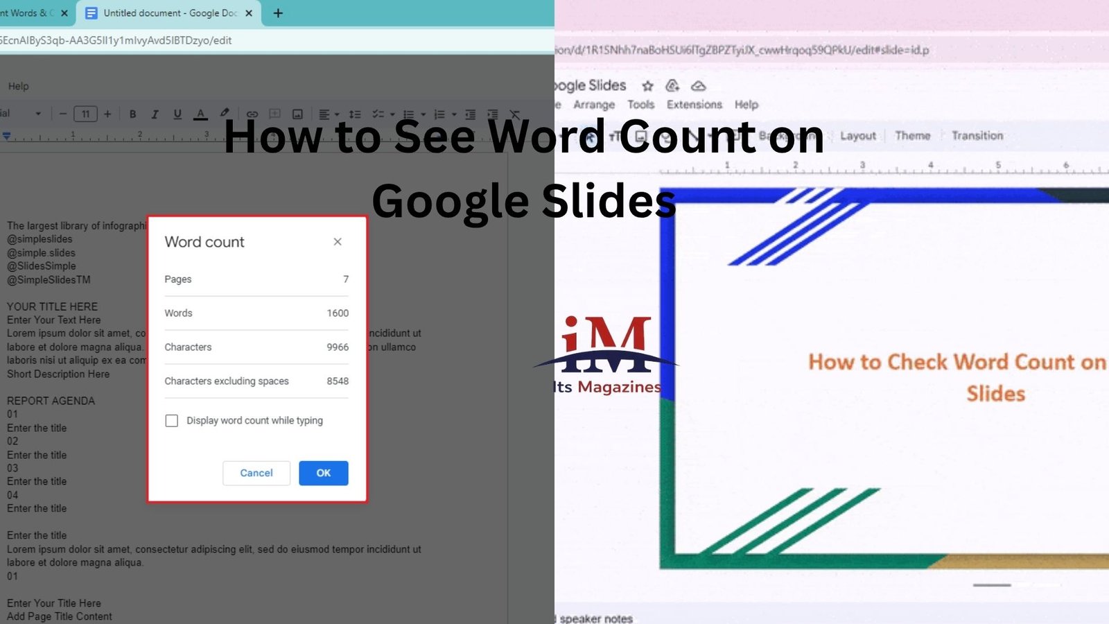 How to See Word Count on Google Slides